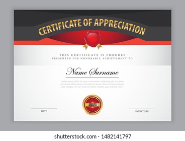Certificate template with gold element and modern design pattern,diploma,vector illustration