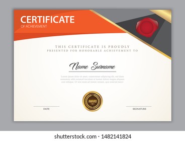 Certificate template with gold element and modern design pattern,diploma,vector illustration