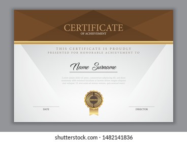 Certificate template with gold element and modern design pattern,diploma,vector illustration