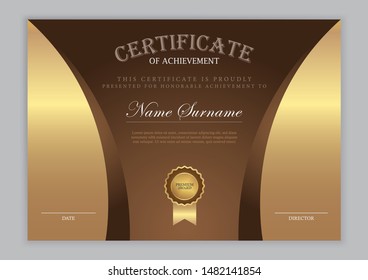 Certificate template with gold element and modern design pattern,diploma,vector illustration