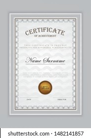 Certificate template with gold element and modern design pattern,diploma,vector illustration