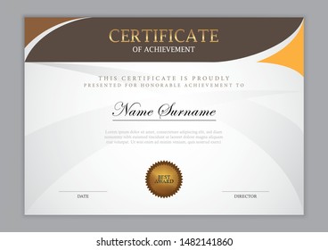 Certificate template with gold element and modern design pattern,diploma,vector illustration