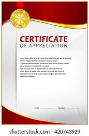 certificate template with gold label in the corner