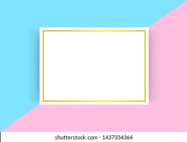 certificate template with golden frame on blue pink pastel colors, empty certificate a4 frames on flat lay multi colors, a4 certificate template fashionable and modern, certificate simple gold frame