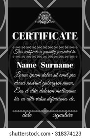Certificate template. Golden ornamental pattern with Islamic, Arabic, Indian or ottoman motifs. Vector illustration.