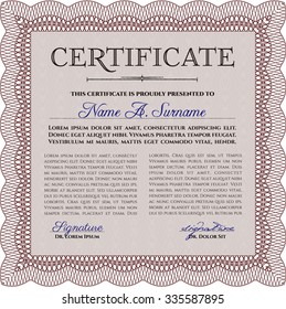 Certificate template. Good design. Detailed.Easy to print. 