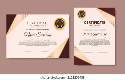 Certificate Template gradient brown and gold, simple elegant texture