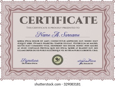 Certificate template. With great quality guilloche pattern. Money style.Superior design. 