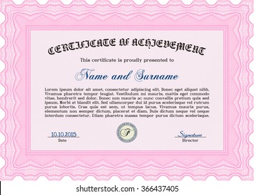 Certificate template. With great quality guilloche pattern. Frame certificate template Vector.Complex design. 