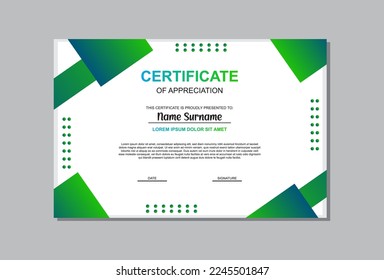 certificate template in green color simple style