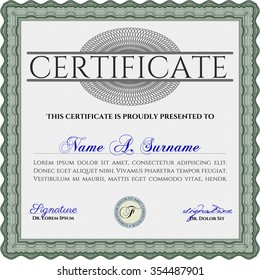 Certificate template. With guilloche pattern and background. Artistry design. Vector certificate template.