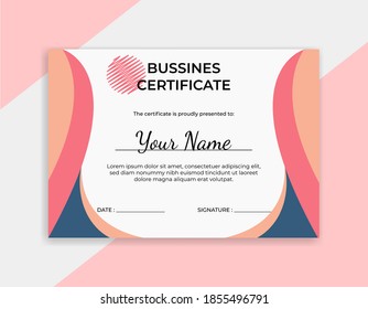 Certificate template with hand drawn textures, memphis style. Universal cards, pastel colors. Retro design, fashion art