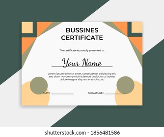 Certificate template with hand drawn textures, memphis style. Universal cards, pastel colors. Retro design, fashion art
