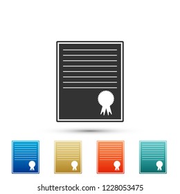 Certificate template icon isolated on white background. Set elements in colored icons. Flat design. Vector Illustration