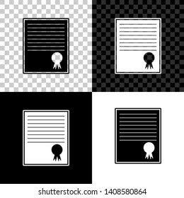 Certificate template icon isolated on black, white and transparent background. Achievement, award, degree, grant, diploma concepts. Business success certificate. Vector Illustration