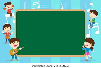 Certificate template with kids in the band children musical diploma music award template with kids