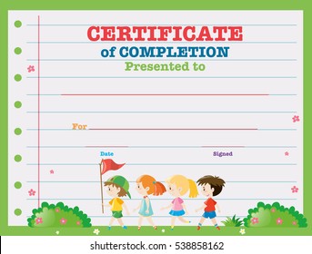 Certificate Template Kids Walking Park Illustration Stock Vector ...