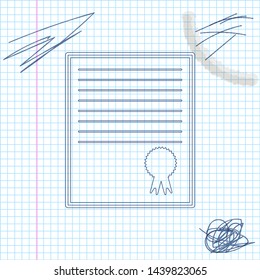 Certificate template line sketch icon isolated on white background. Achievement, award, degree, grant, diploma concepts. Business success certificate. Vector Illustration