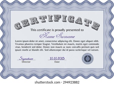 Certificate template. With linear background. Beauty design. Money style.