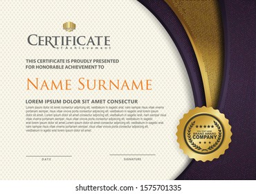 Certificate template with luxurious black and golden flow line ornament textured background, diploma, Vector illustration