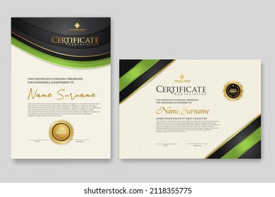 Certificate template with luxury badge and elegance modern pattern background. for appreciation, achievements, award, business, and education needs. vector illustration