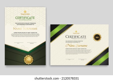 Certificate template with luxury badge and elegance modern pattern background. for appreciation, achievements, award, business, and education needs. vector illustration