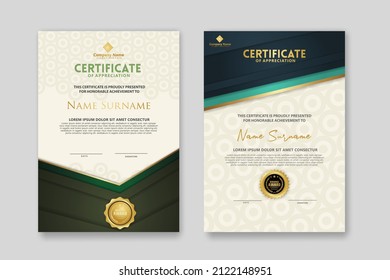 Certificate template with luxury badge and elegance modern pattern background. for appreciation, achievements, award, business, and education needs. vector illustration