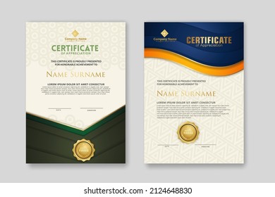 Certificate template with luxury badge and elegance modern pattern background. for appreciation, achievements, award, business, and education needs. vector illustration