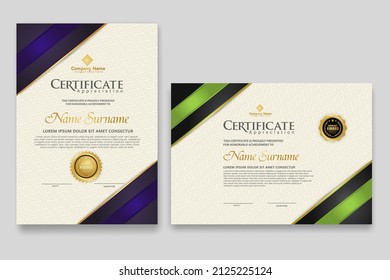 Certificate template with luxury badge and elegance modern pattern background. for appreciation, achievements, award, business, and education needs. vector illustration