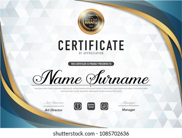 Estilo de diploma y lujo de plantilla de certificado,ilustración vectorial.