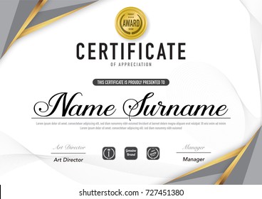 Estilo de diploma y lujo de plantilla de certificado,ilustración vectorial.