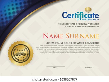 certificate template with luxury and elegant halftone on ornament and texture pattern background, diploma,Vector illustration