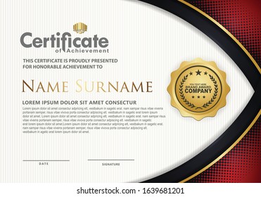 certificate template with luxury and elegant halftone on ornament and texture pattern background, diploma,Vector illustration