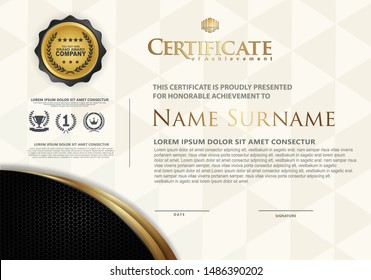 Certificate template with luxury and elegant texture modern pattern, diploma, Vector illustration