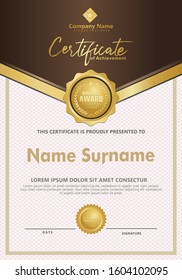 Certificate template with luxury and elegant texture modern pattern, diploma, Vector illustration for achievement and appreciation.