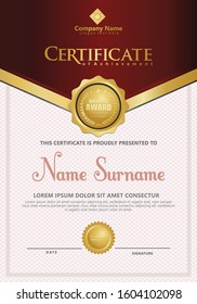 Certificate template with luxury and elegant texture modern pattern, diploma, Vector illustration for achievement and appreciation.