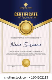 Certificate template with luxury and elegant texture modern pattern, diploma, Vector illustration for achievement and appreciation.