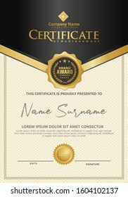 Certificate template with luxury and elegant texture modern pattern, diploma, Vector illustration for achievement and appreciation.