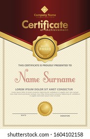 Certificate template with luxury and elegant texture modern pattern, diploma, Vector illustration for achievement and appreciation.
