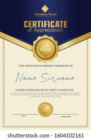 Certificate template with luxury and elegant texture modern pattern, diploma, Vector illustration for achievement and appreciation.