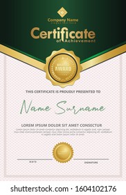 Certificate template with luxury and elegant texture modern pattern, diploma, Vector illustration for achievement and appreciation.