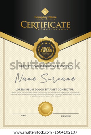 Certificate template with luxury and elegant texture modern pattern, diploma, Vector illustration for achievement and appreciation.