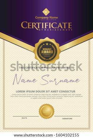 Certificate template with luxury and elegant texture modern pattern, diploma, Vector illustration for achievement and appreciation.