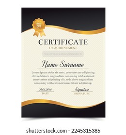 Plantilla de certificado con diseño lujoso y moderno, plantilla de diploma