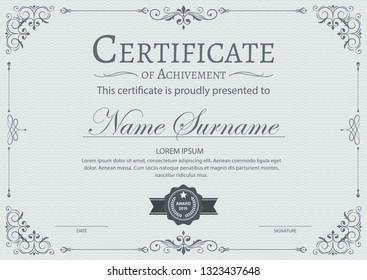 certificate template with luxury and modern pattern, diploma, Vector illustration 