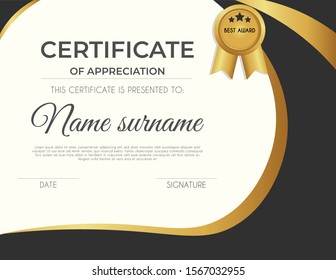 Certificate template with luxury and modern pattern suitable for diploma, conference, and honour. Vector illustration image