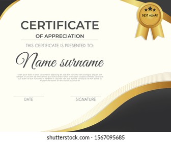 Certificate template with luxury and modern pattern suitable for diploma, conference, and honour. Vector illustration image