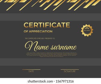Certificate template with luxury and modern pattern suitable for diploma, conference, and honour. Vector illustration image