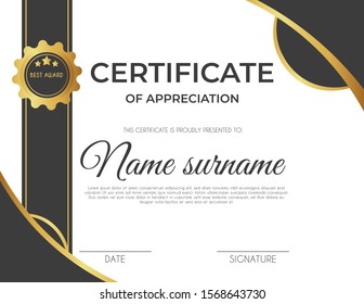 Certificate template with luxury and modern pattern suitable for diploma, conference, and honour. Vector illustration image
