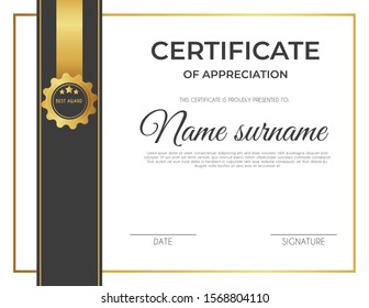 Certificate template with luxury and modern pattern suitable for diploma, conference, and honour. Vector illustration image